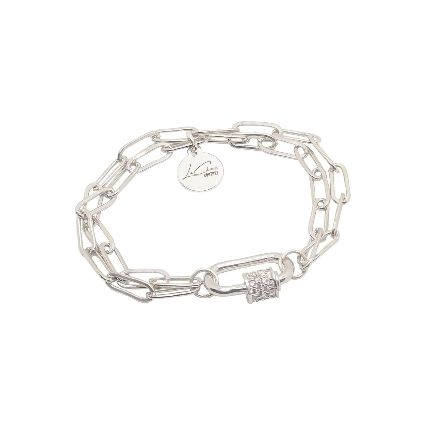 Crystal Link Lock Charm Bracelet LaCkore Couture