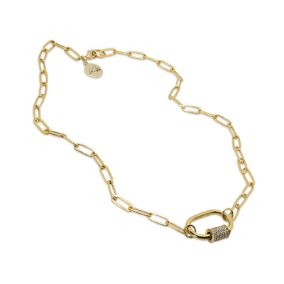 Crystal Link Lock Charm Necklace LaCkore Couture