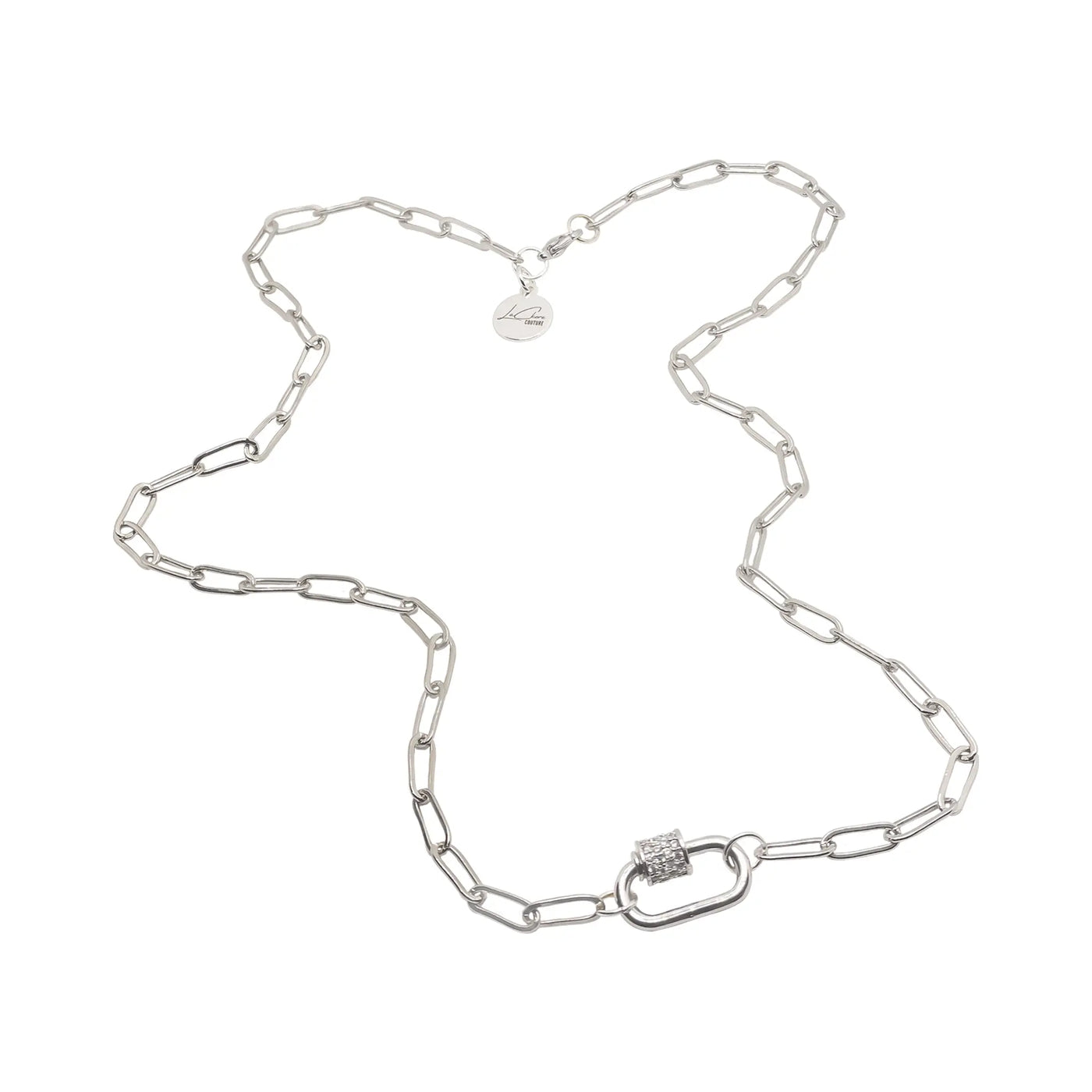 Crystal Link Lock Charm Necklace LaCkore Couture