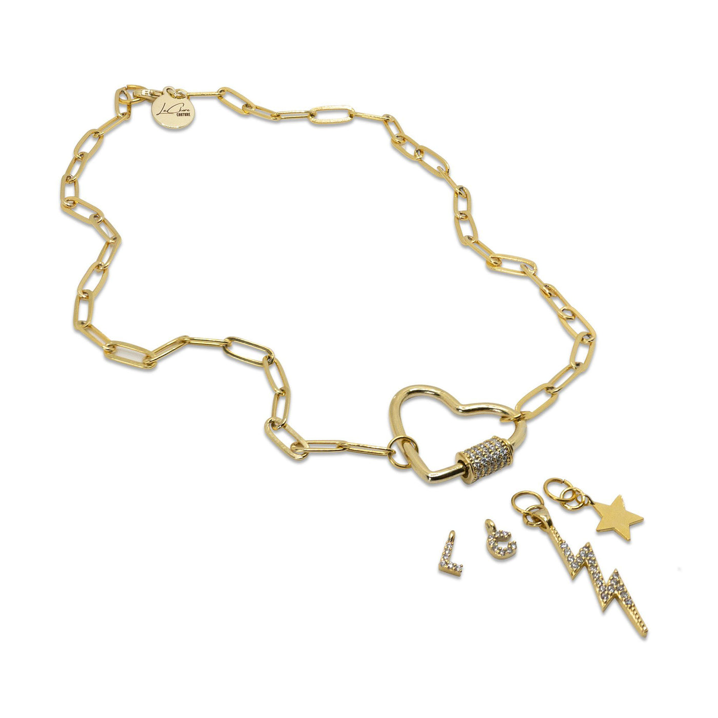 Crystal Love Lock Charm Necklace LaCkore Couture