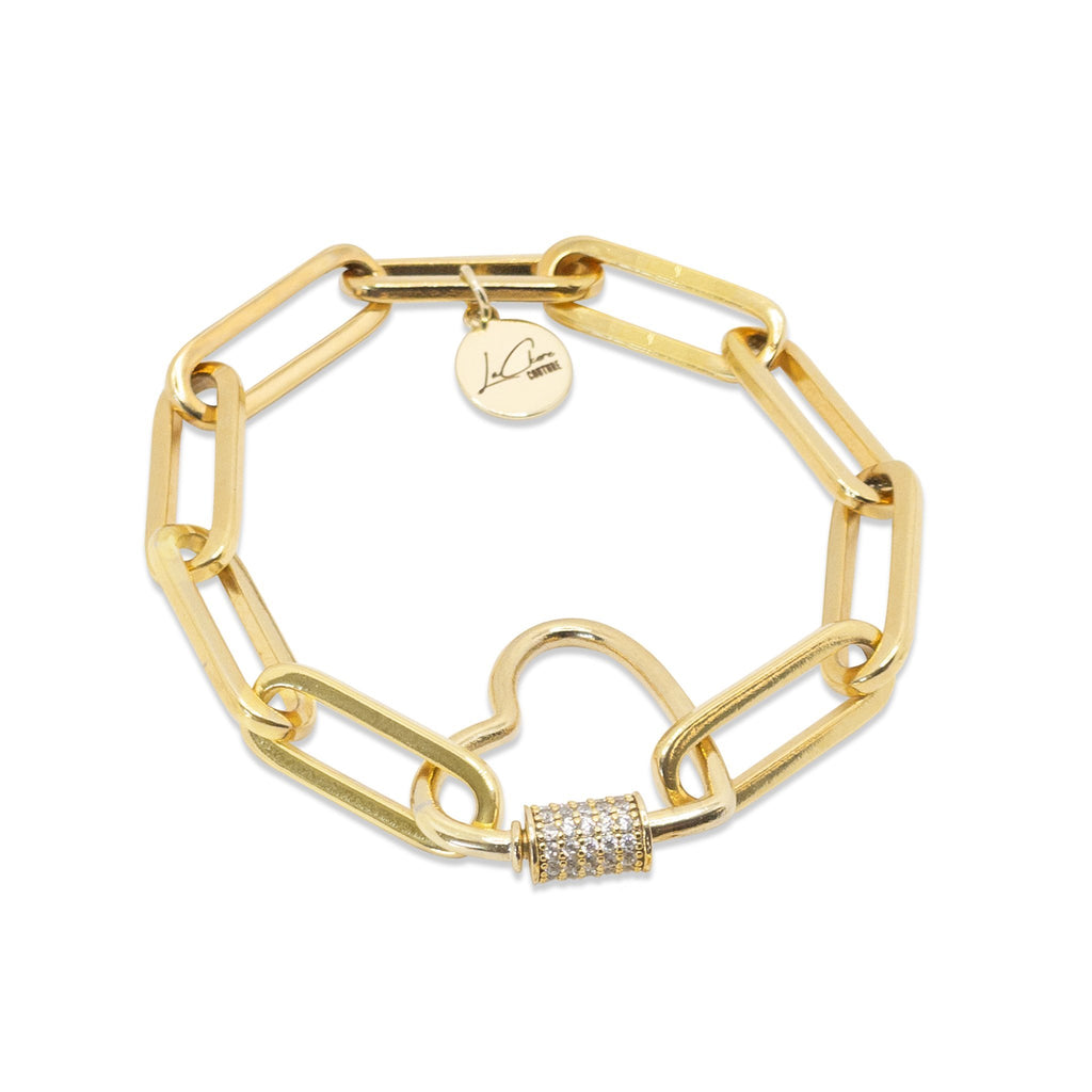 Crystal Love Lock Charm Bracelet | LaCkore Couture Gold / S/M